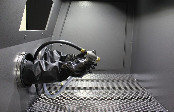 Blast cabinets for abrasive blasting